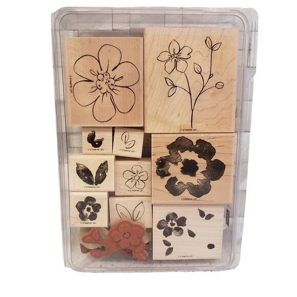 Stampin Up Flower Fancy Two Step Stampin Wood Block Stamp Set Made in USA - Picture 7 of 7